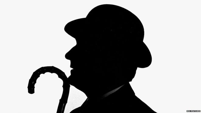 Patrick Macnee in silhouette