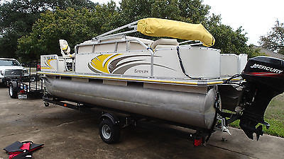 18ft pontoon deck boat & trailer with fishing package Mercury 50 horse motor