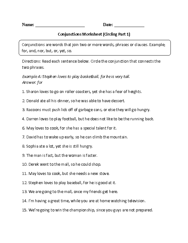 Conjunctions Circling P 1 Intermediate