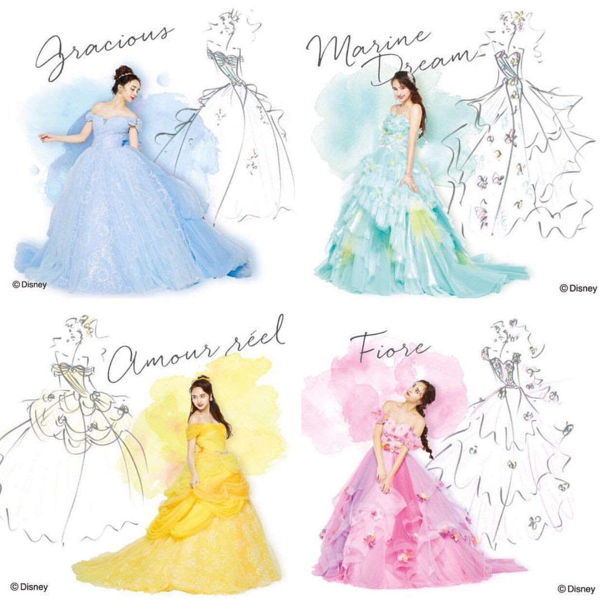 ディズニープリンセス ドレス イラスト 簡単