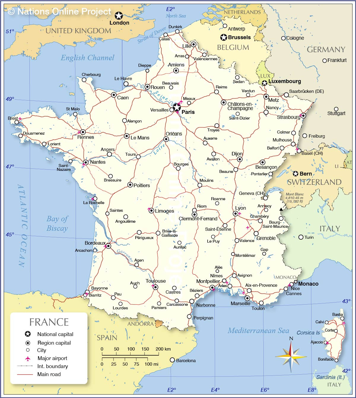 Political Map of France  Nations Online Project