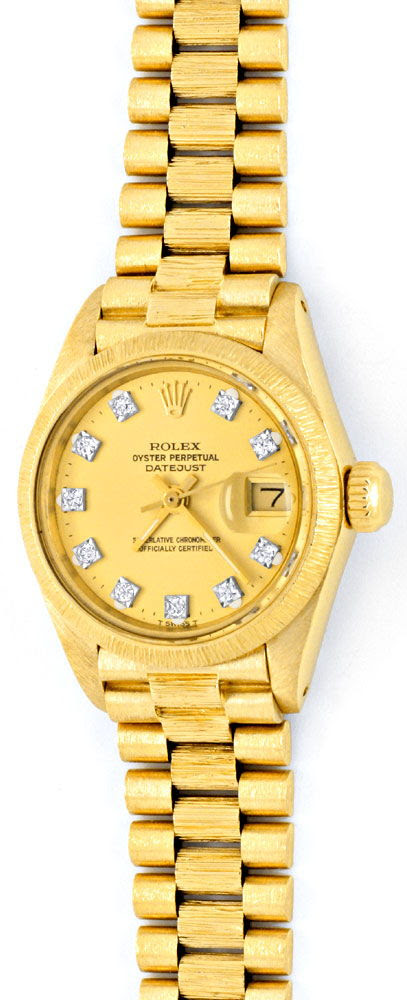 Original-Foto 2, ROLEX DAMEN-ARMBANDUHR GOLD DIAMANT-ZIFFERBLATT