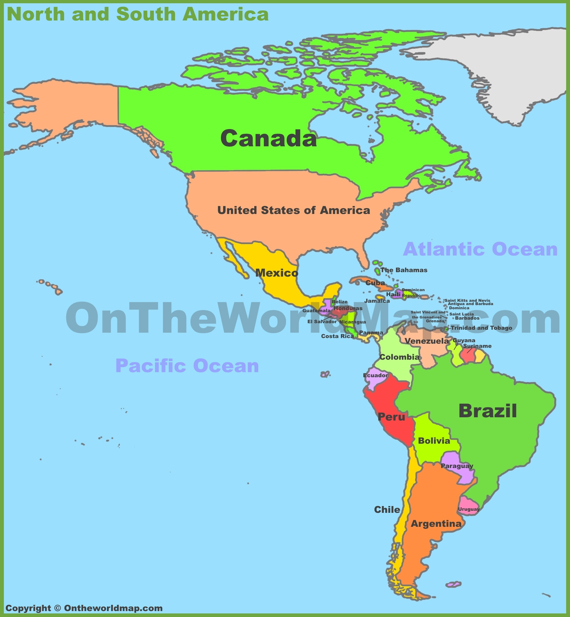 Map Of The North And South America Map of North and South America