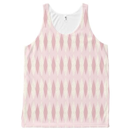 Mid Century Modern Pink Argyle Unisex Tank Top