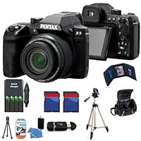 Pentax X-5 Digital Camera w/ TWO 8GB High Speed Memory Card, AA Battery & Rapid Charger, Full Size Tripod, Carrying Case Plus More