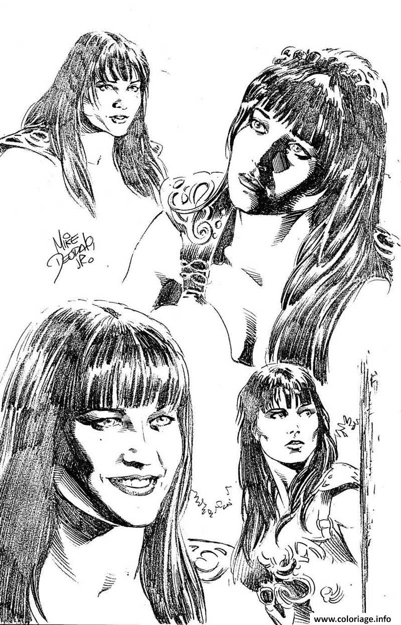 Download Coloriage xena sous differente facette - JeColorie.com
