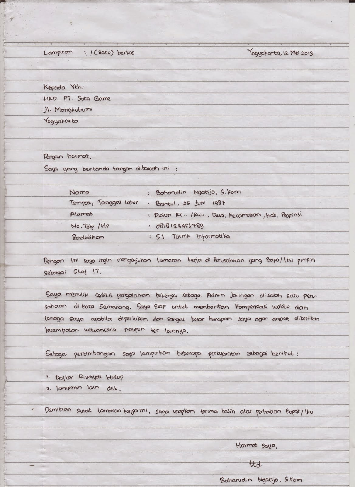 18 Contoh Surat Lamaran Kerja Terbaru Dan Lengkap Dengan Berbagai Jenisnya Mamikos Info
