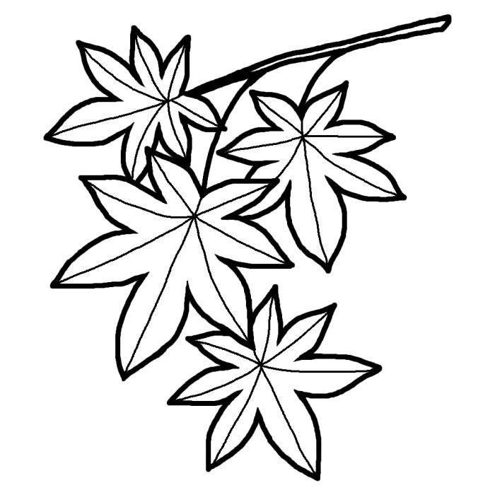 紅葉 もみじ 白黒 秋の無料イラスト 季節素材