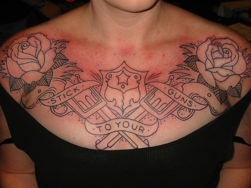 Left Hand Tattoo   Tomorrow   "Stick To Your Guns" Chest Tattoo Outline 