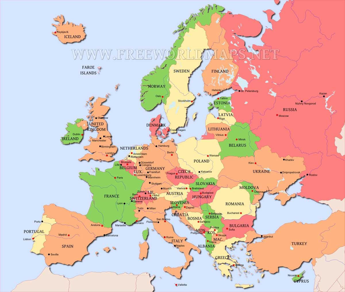 Map of Europe ~ Online World Map, Map Of World.