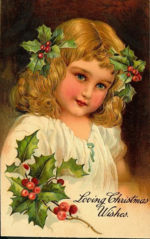 Vintage Victorian Christmas Girl Christmas Postcard #5 