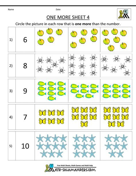 Students learn about making 10, number line, horizonal & vertical equations, counting objects, . kindergarten math worksheets printable one more