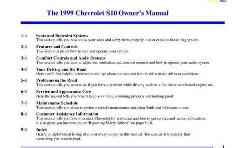 Reading Pdf 1999 chevy s10 owners manua Hardcover PDF