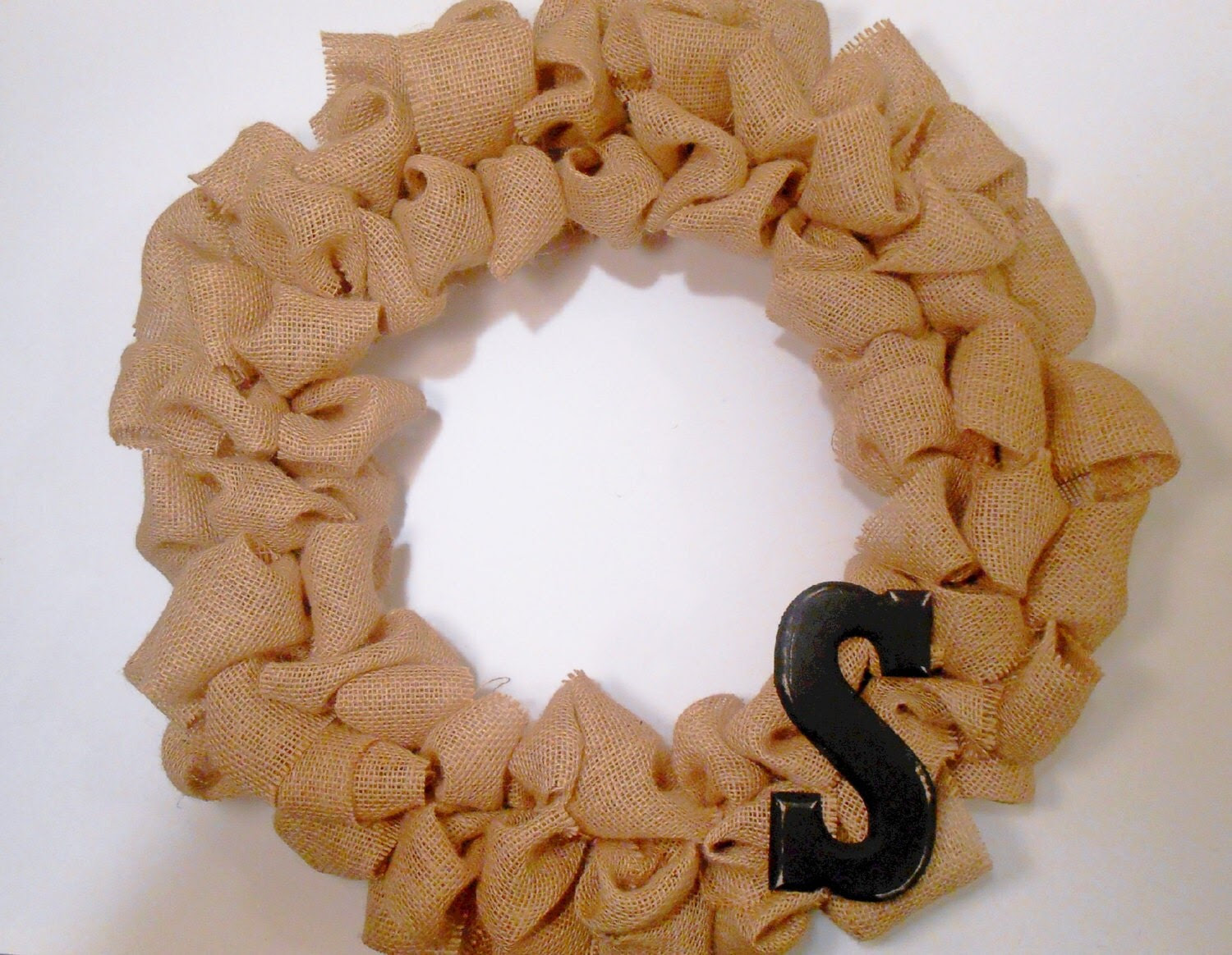 Burlap Christmas Wreath with Rustic Monogram, Burlap Decor, Christmas decor, Monogram Wreath