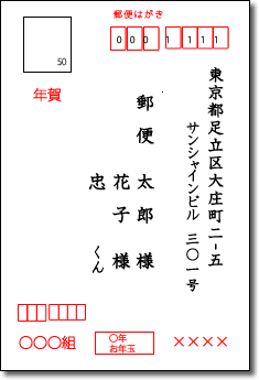 年賀状の宛名 連名の書き方 家族 会社宛て