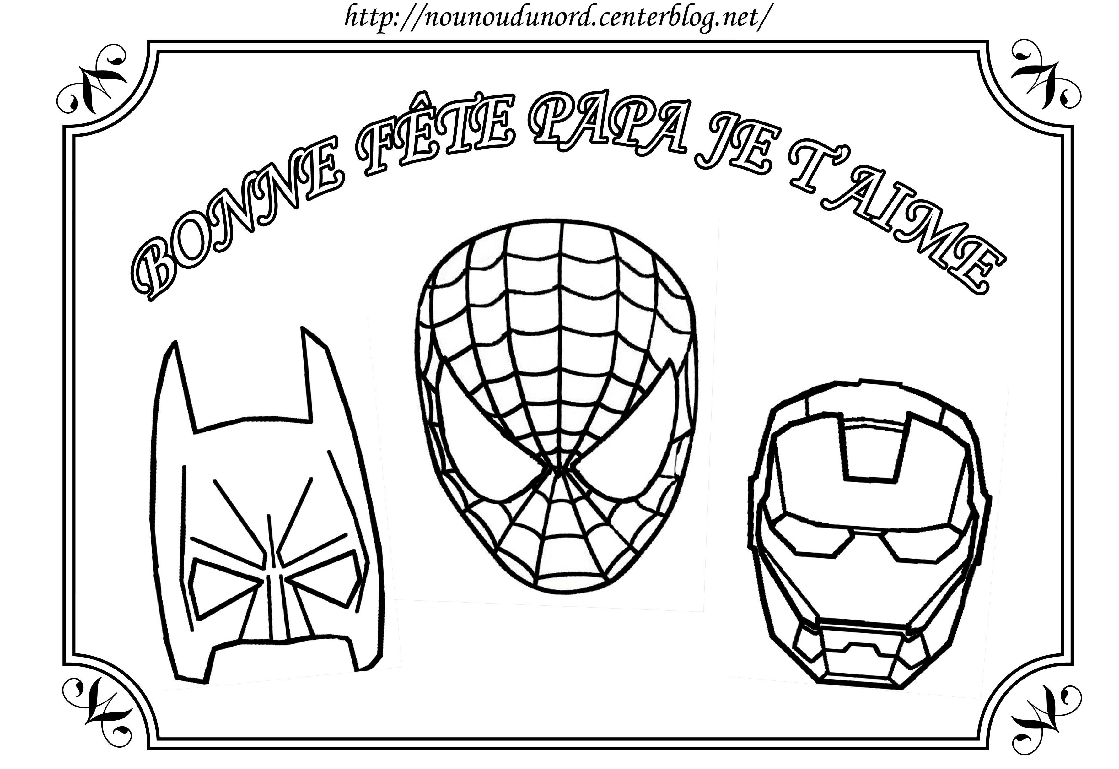 coloriage spiderman batman pour la fªte des p¨res