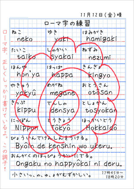 ローマ字で単語や文を書こう 家庭学習レシピ