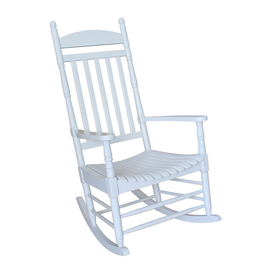  Concepts White Wood Slat Seat Outdoor Rocking Chair at Lowes.com