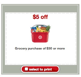 Target Coupon: Save $5 off a $30 Grocery Purchase