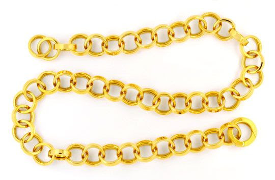 Original-Foto 1, DESIGNER KETTE GELBGOLD ECKIGE RINGE 18K/750 LUXUS! NEU