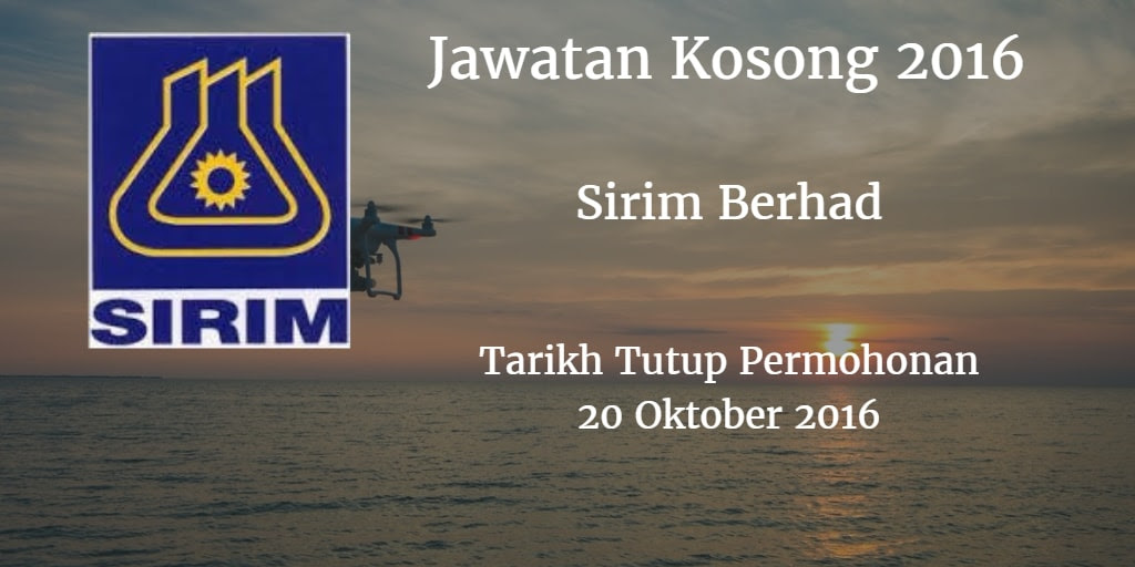 Jawatan Kosong Sirim Berhad 20 Oktober 2016