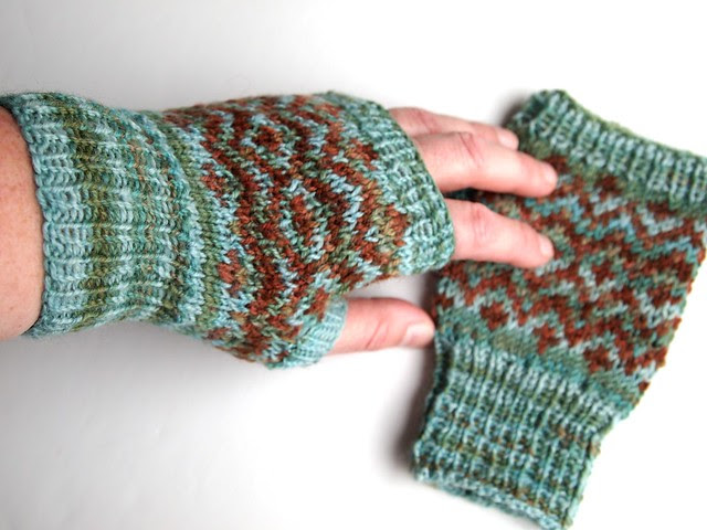 Galactic Melt fingerless mittens