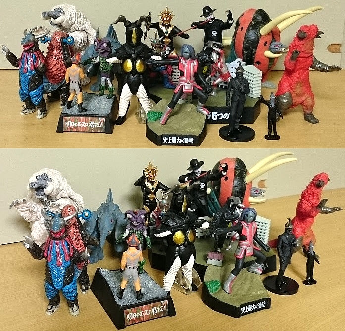 大怪獣バトル ウルトラブログ 昭和m78ウルトラマンの最終回登場怪獣が全てフィギュア化したので 並べてみた