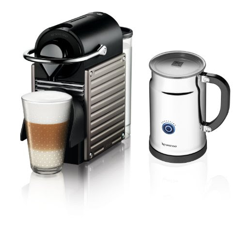 Nespresso Pixie Espresso Maker With Aeroccino Plus Milk Frother, Electric Titan