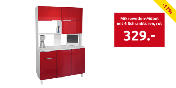 Mikrowellen-Möbel «Glossy» mit 6 Schranktüren, rot