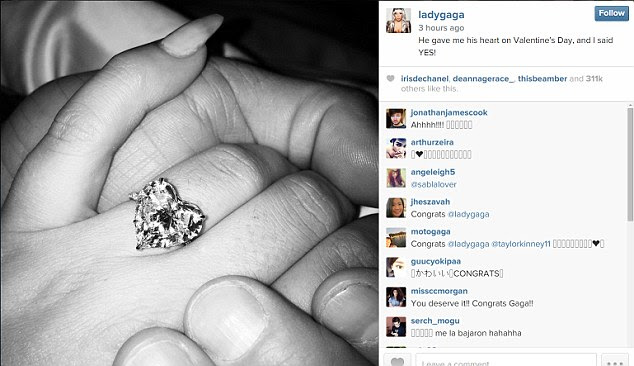 Making it official: Lady Gaga used her Instagram account to announce her happy news