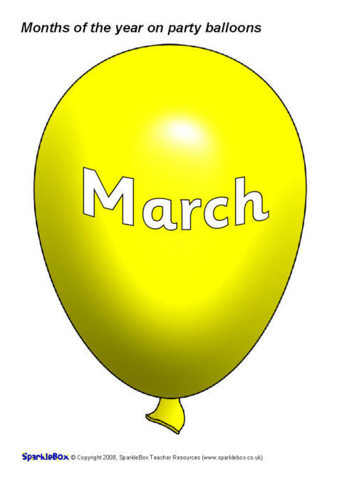 Months of the Year on Party Balloons (SB1462) - SparkleBox