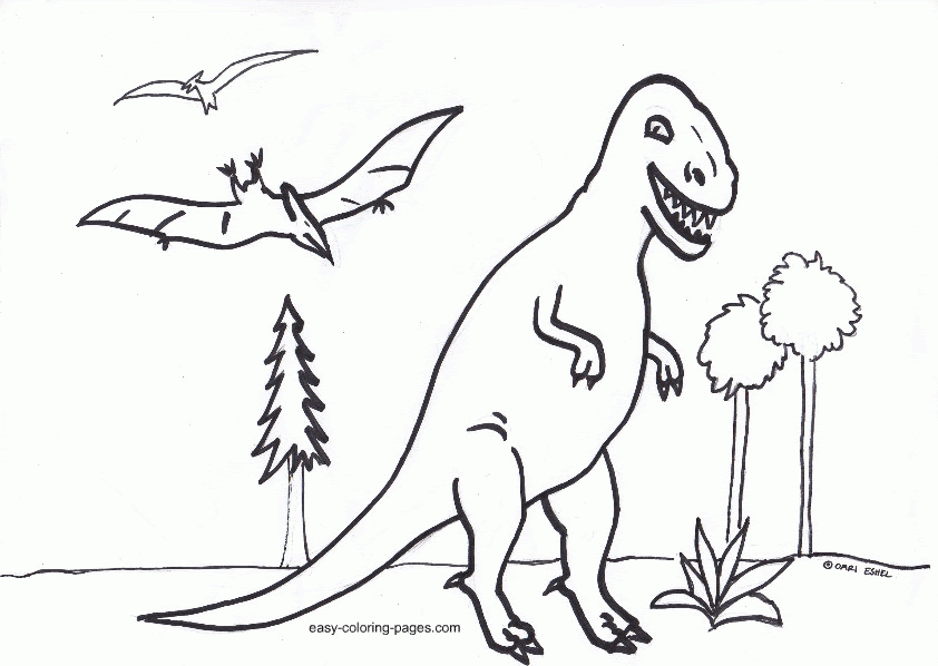 Easy Dinosaur Coloring Pages - Coloring Home You can also create your own dinosaur coloring book.