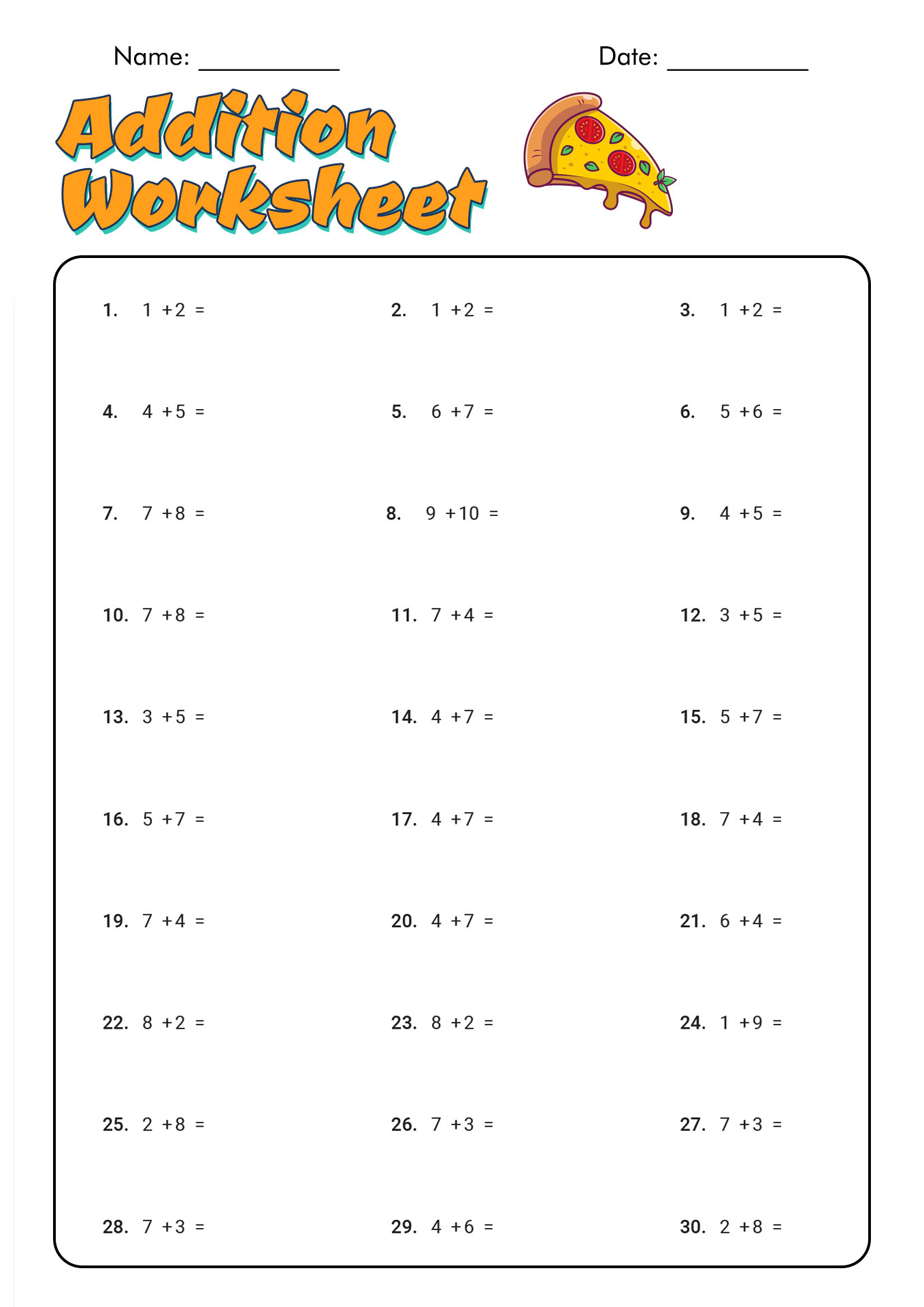18 Best Images of Timed Addition Worksheets - Math Addition Timed Tests ...