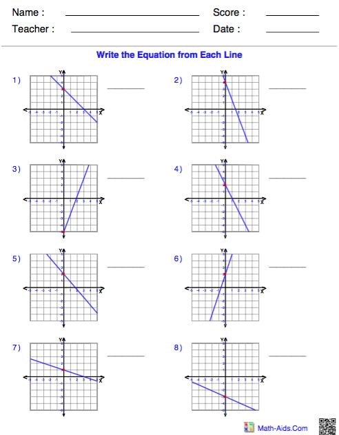 Writing the equation of a line worksheet