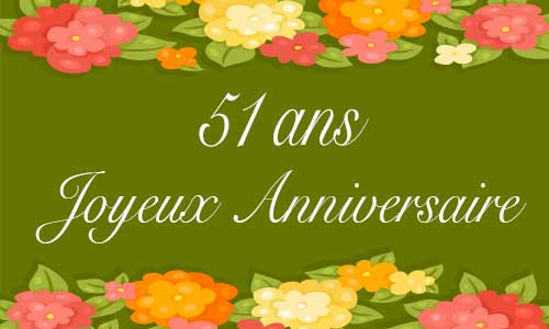 Carte Anniversaire Femme 51 Ans Vert Fleur