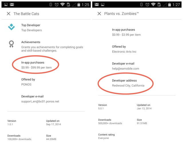 Google Play IAPs and addresses