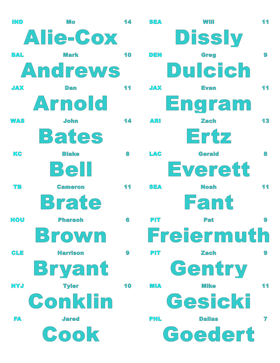 Downloadable 2022 Fantasy Football Large Labels