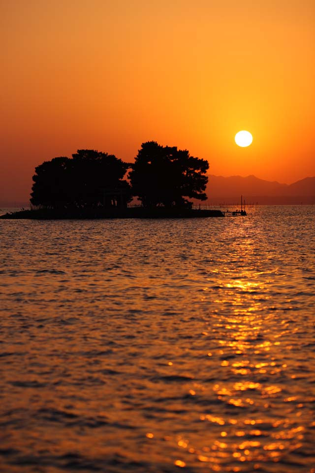ゆんフリー写真素材集 No 9777 宍道湖の夕日 日本 島根