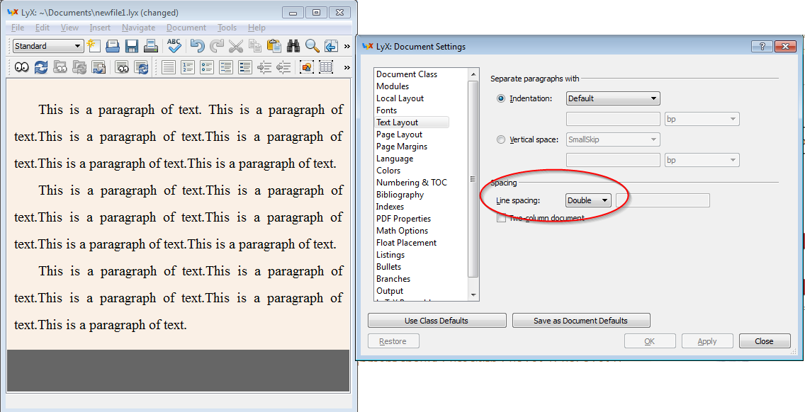 line spacing - Set all paragraphs to be double spaced in ...