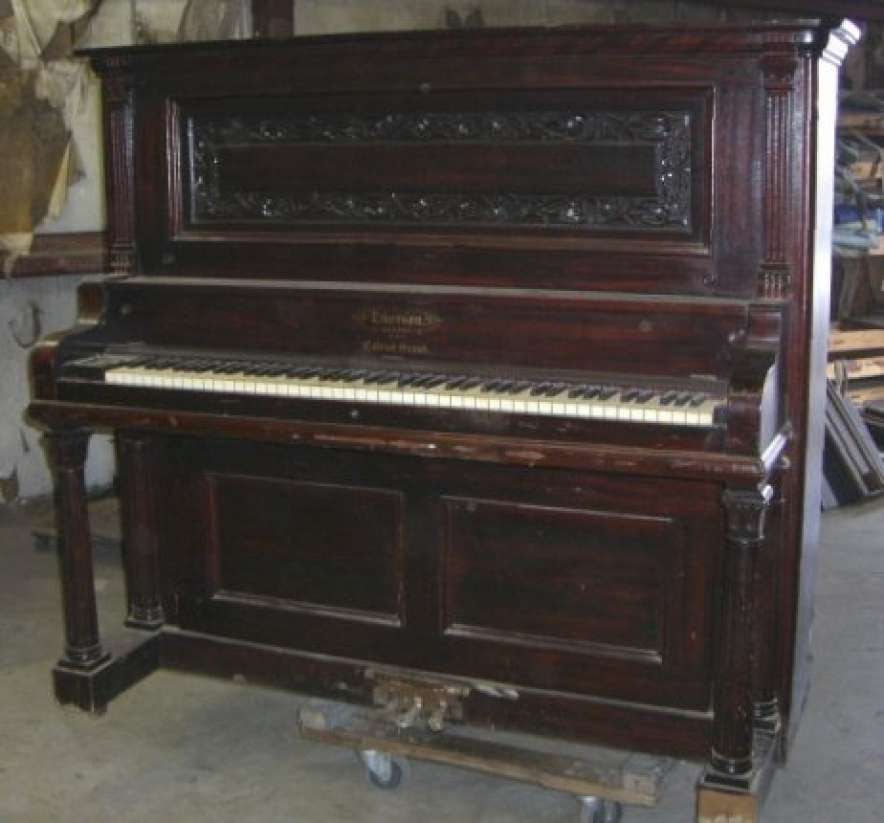 Emerson Victorian Mahogany Upright Piano - Antique Piano Shop