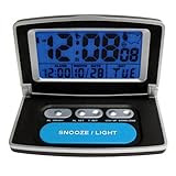 Elgin Folding Travel Alarm Clock, Black