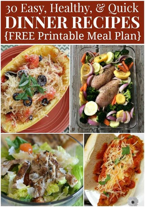 healthy dinner menu plan quick easy recipes