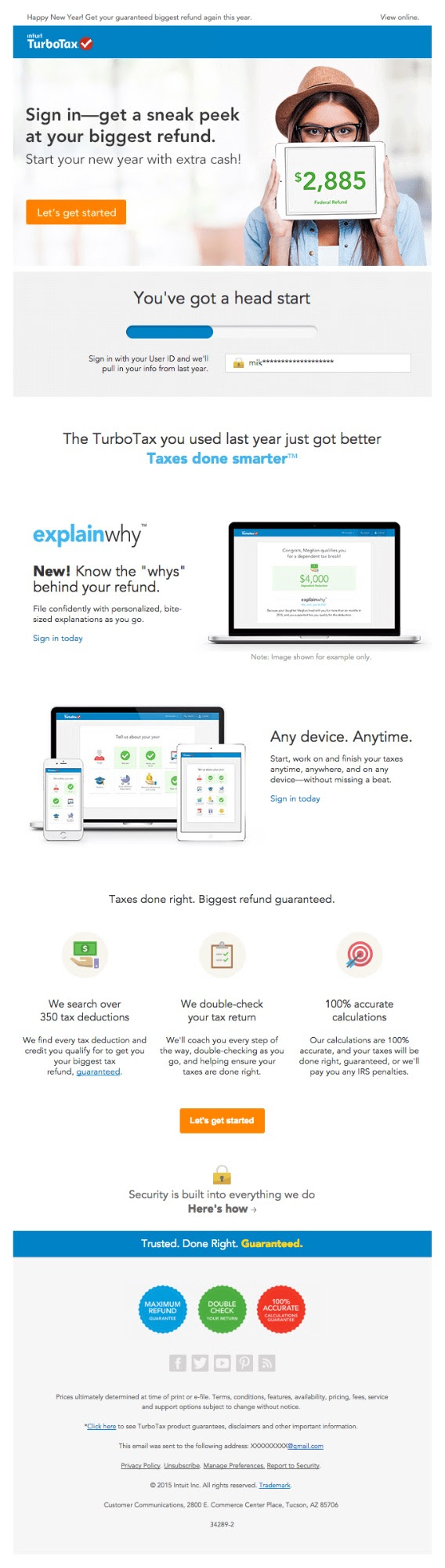turbotax sign in email notification