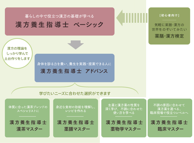 資格 検定一覧 漢方養生指導士 初級 中級 日本漢方養生学協会