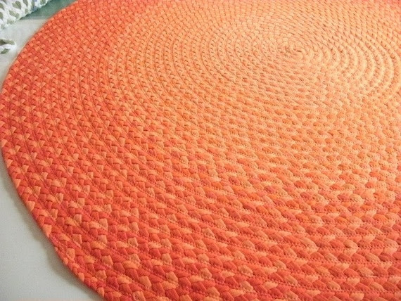 Orange ombre braided rug by greenatheartrugs on Etsy