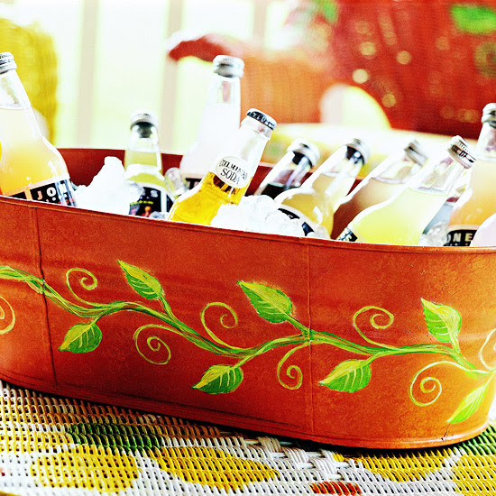 painted pail chilling sodas