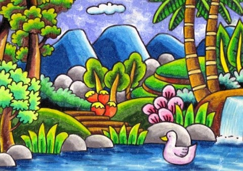 gambar seni lukis flora dan fauna