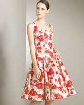 B0UHJ Oscar De La Renta Geometric Floral Dress