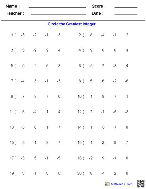 Exclusive pages to compare and order integers and representing integers on a number line are given here with a … integers worksheets dynamically created integers worksheets