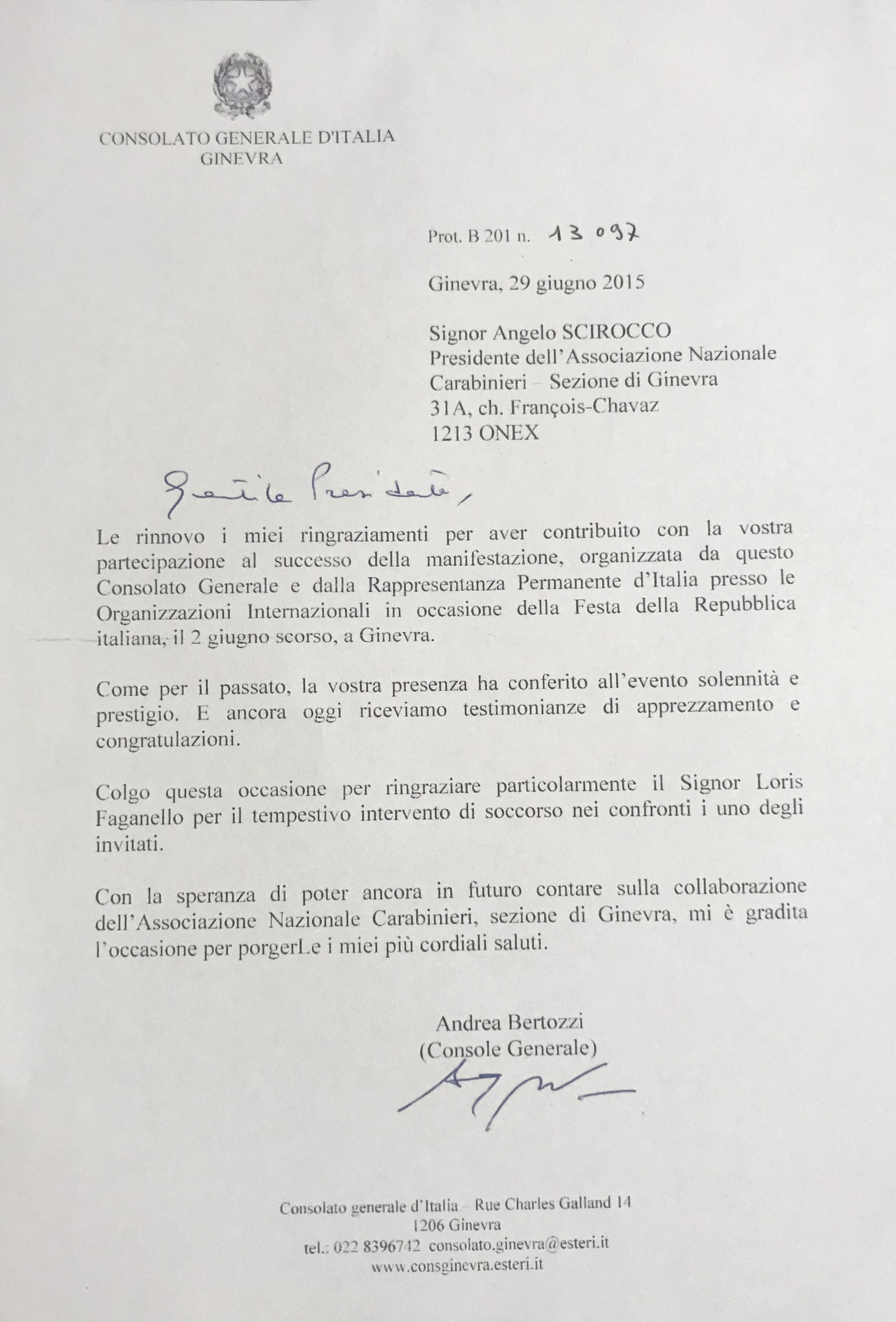 Cosa dicono di noi – Associazione Nazionale Carabinieri Ginevra